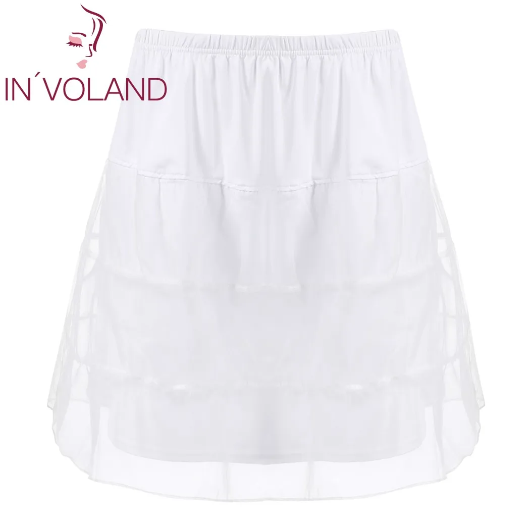 IN'VOLAND Women Skirt Plus Size Organza Patchwork Elastic Band Casual Flared Lady A-Line Tiered Beach Skater | Женская одежда