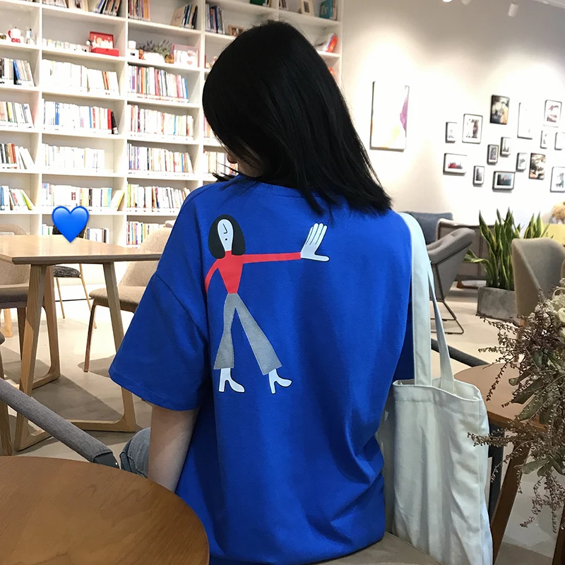 Шикарная забавная футболка с рисунком сзади Женская корейская модная надписью