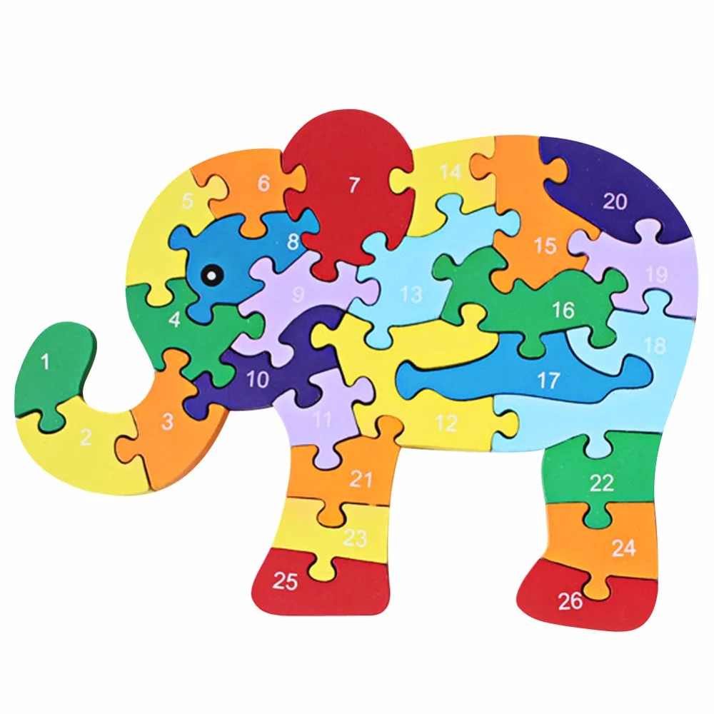 Детский деревянный пазл с животными улитка слон корова динозавр головоломка