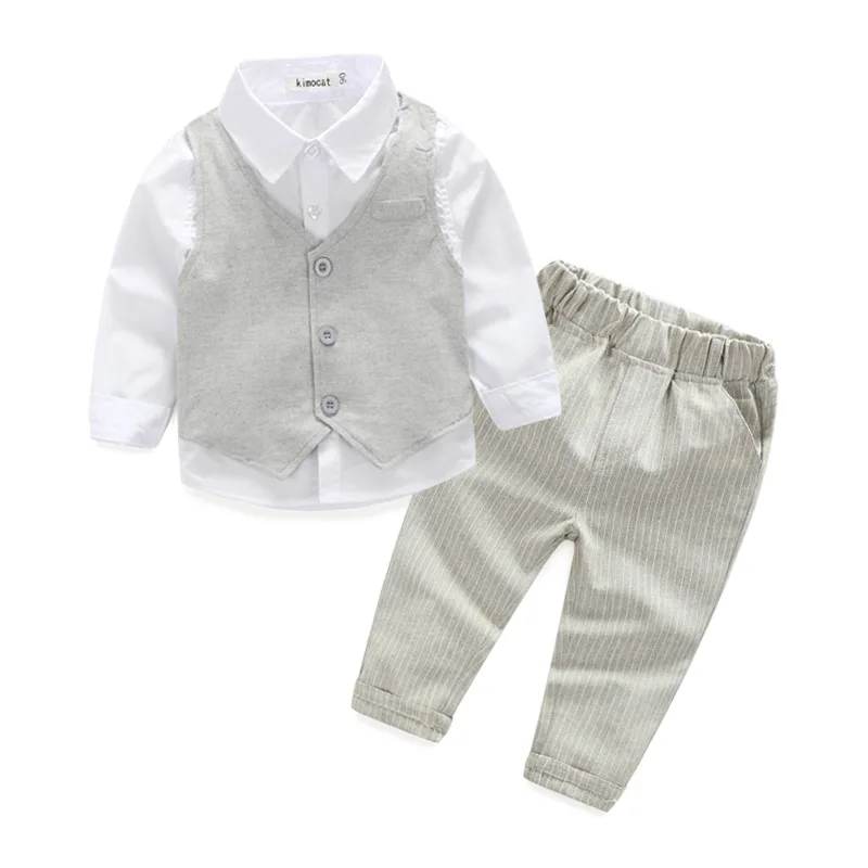 Spring Boy's clothing sets brand autumn baby suit 100%cotton long-sleeve shirts+vest+trousers children 3pcs set 220842 | Детская