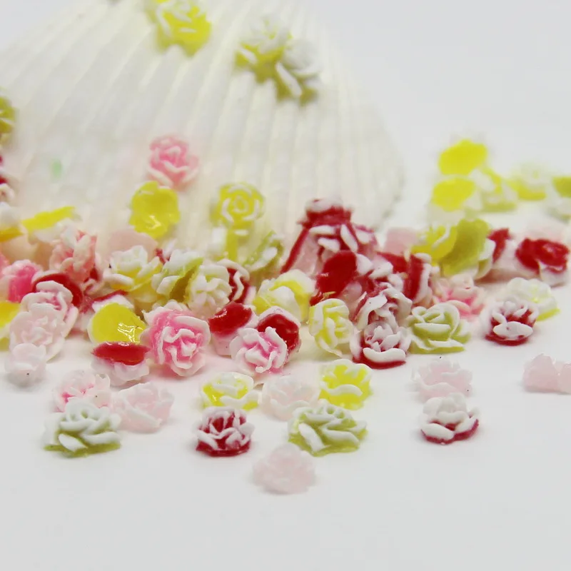

50Pcs 5-7mm mix color cute Clay Polymer Tiny Clay flower lovely for nail decoration Accessories DIY Free Shipping