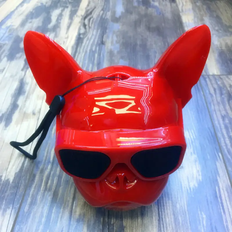 Модный беспроводной динамик Aerobull Dog Head Bluetooth 4,1 с ремешком бульдог, Bluetooth, HIFI сабвуфер, поддержка u-диска, TF карта - Цвет: Красный