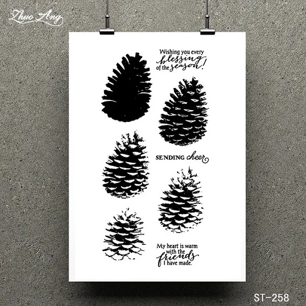 clear stamp 258 Сосновые шишки металлические Вырубные штампы и прозрачный штамп набор для DIY скрапбукинга фотоальбом Decoretive тиснение Stencial - Цвет: clear stamp 258