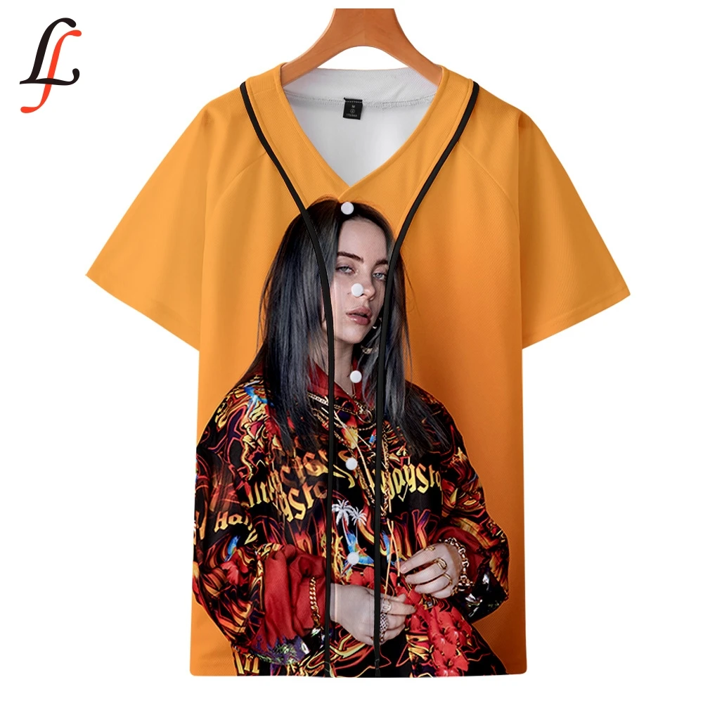 Женская/Мужская Бейсбольная Футболка Billie Eilish летняя футболка с коротким рукавом