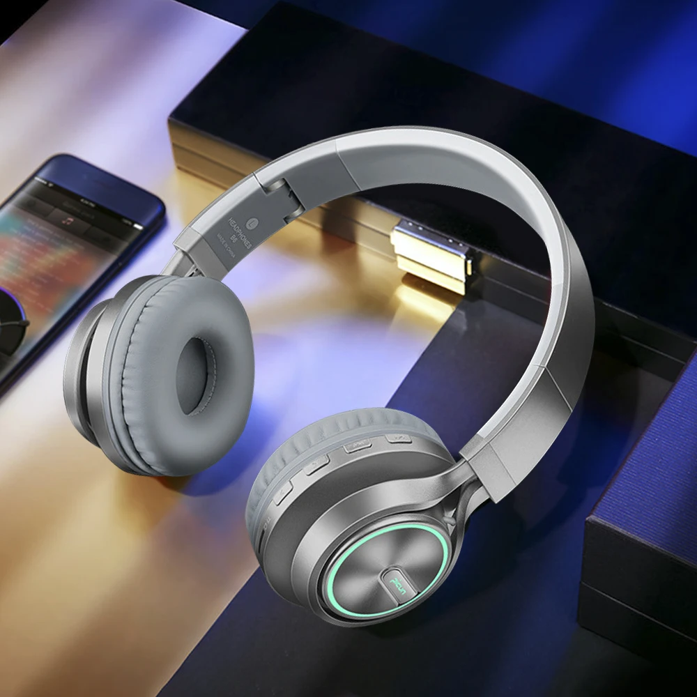 B6 беспроводные наушники Bluetooth 4,1, наушники, стерео светящаяся гарнитура, наушники с микрофоном, разноцветные мигающие огни, автоматический сон