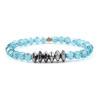 6mm Crystal 1 BOJIU, модный граненый синий кристалл, очаровательный браслет для женщин, модный серебряный гематит, золотой медный шар, хрустальный шар, браслет BC267 - Окраска металла: 6mm Crystal 1
