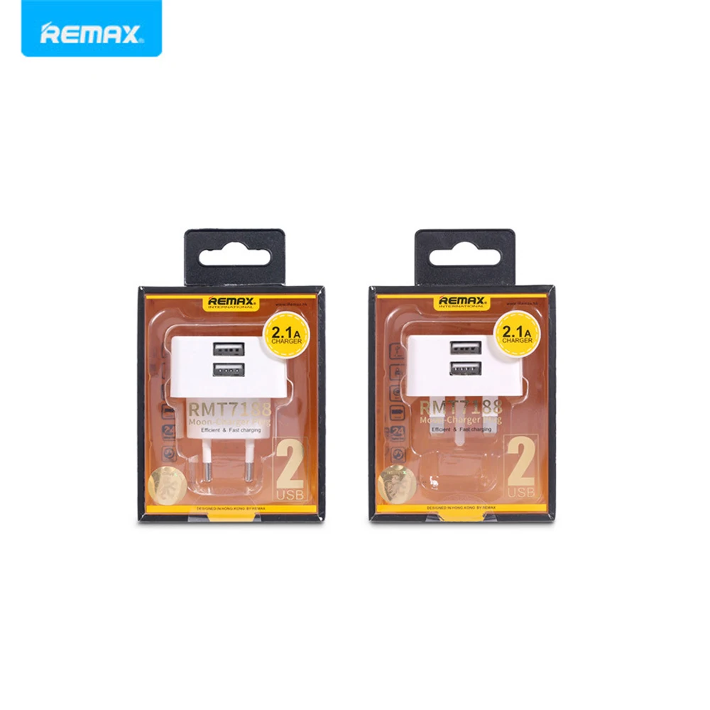 Remax портативное 2-портовое USB зарядное устройство для телефона EU/UK вилка
