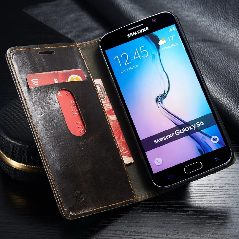 Чехол CaseMe для Samsung Galaxy S8 S7 S6/Edge/Plus S5 S4 Note 5 A310 A5 A7 роскошный кожаный чехол книжка