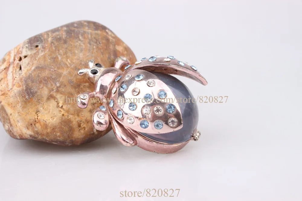 Миниатюрный бокс безделушка с кристаллами кольцо в форме жука жук Дамский