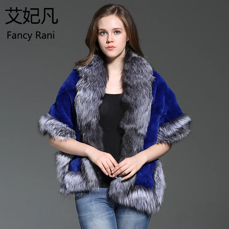 Women Genuine Rabbit Fur Shawl Sexy Pashmina 2018 Fashion Winter Warm Natural Rex Real Fox Scarves & Wraps Female | Аксессуары для