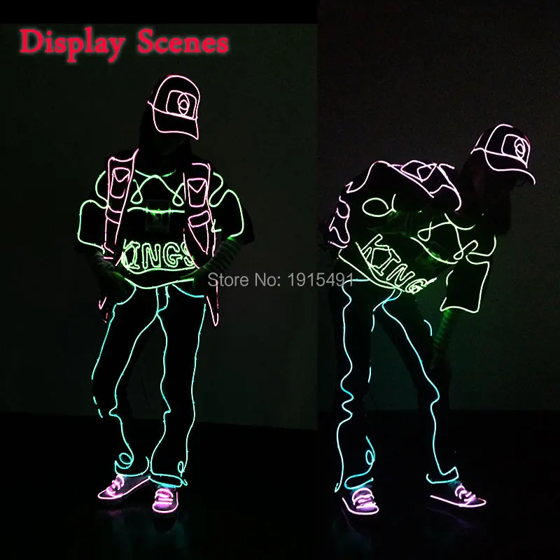 Светящийся костюм для выступления на сцене одежда из электролюминесцентной
