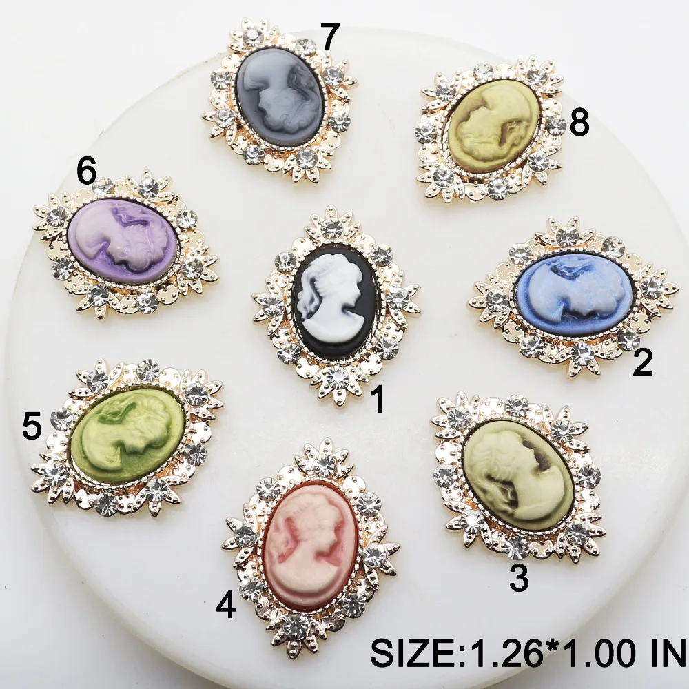 

ZMASEY Fashion Hot 10pcs/Lot 1.2*1.05 Inch Gold Buttons Decor accessories DIY Sewing Button Wedding Resin Head Portrait Mix