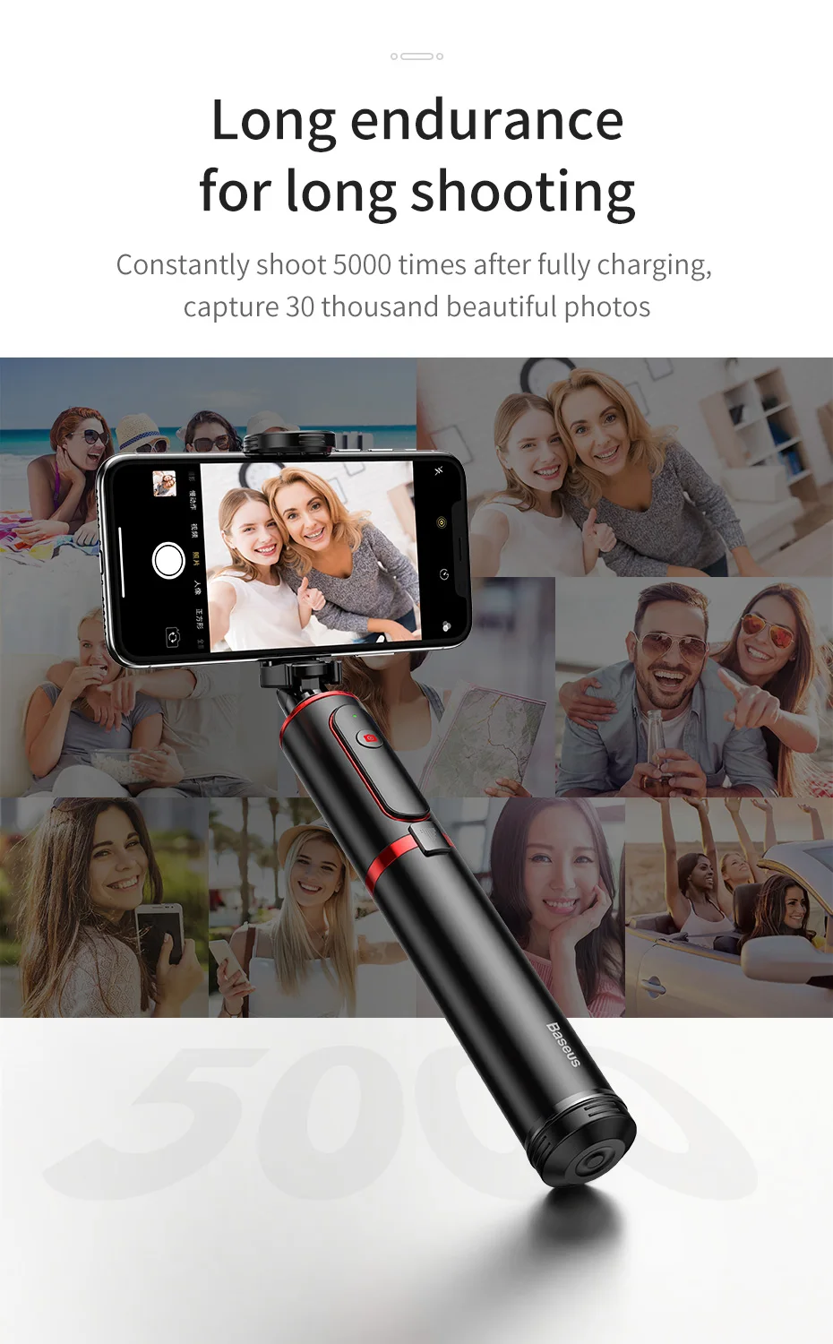 Универсальная беспроводная Bluetooth селфи-палка Baseus для мобильного телефона с дистанционным управлением, складной выдвижной монопод для iPhone samsung