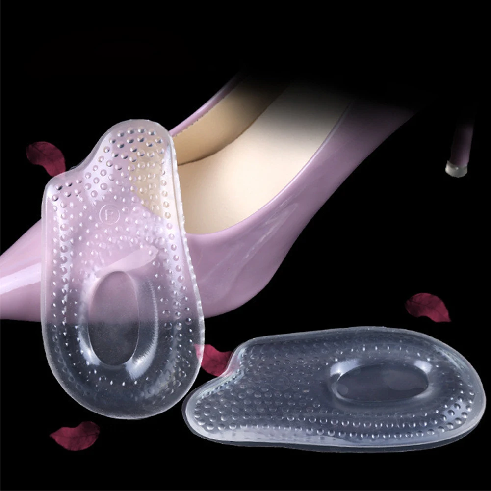 

1pair Soft Silicone Gel Insoles for heel spurs pain Foot cushion Foot Massager Care Half Heel Height Increase Insole Pad
