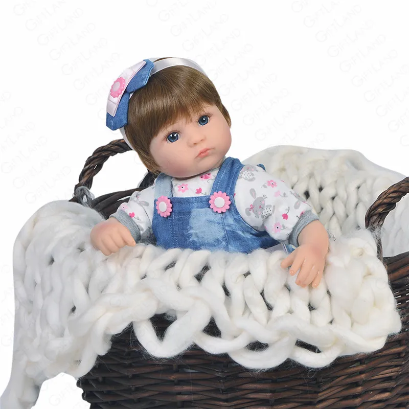 Reborn Реалистичная кукла-младенец Baby Boneca с голубым повязка бантом Винтаж джинсовое
