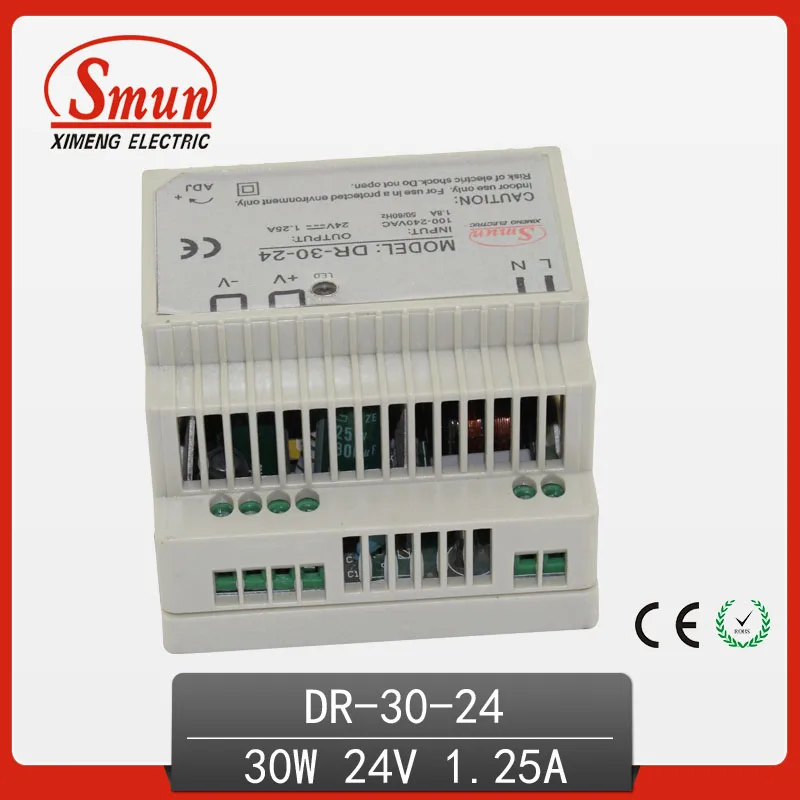 SMUN DR 30 24 Вт В 1 2 А одинарный выход импульсный источник питания на Din рейке|power supply
