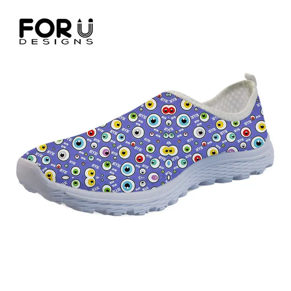 FORUDESIGNS/Летние Стильные туфли на плоской подошве с забавными глазами Женские повседневные кроссовки г. женские сетчатые Лоферы без застежки - Цвет: HMG130AA