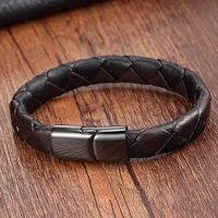 xqni vintage handmade braided leather bracelet blackbrown color 1921cm summer accessories jewelry for men pulseras hombre