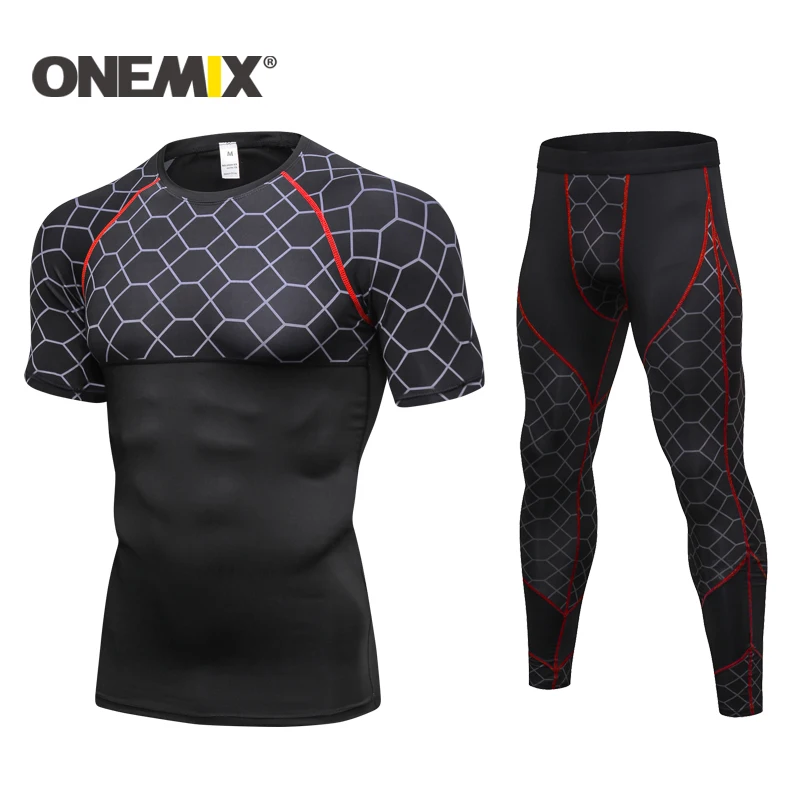 ONEMIX новые быстросохнущие мужские спортивные костюмы с коротким рукавом для
