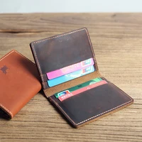men real leather id credit card holder short small slim wallet business cards bus traffic