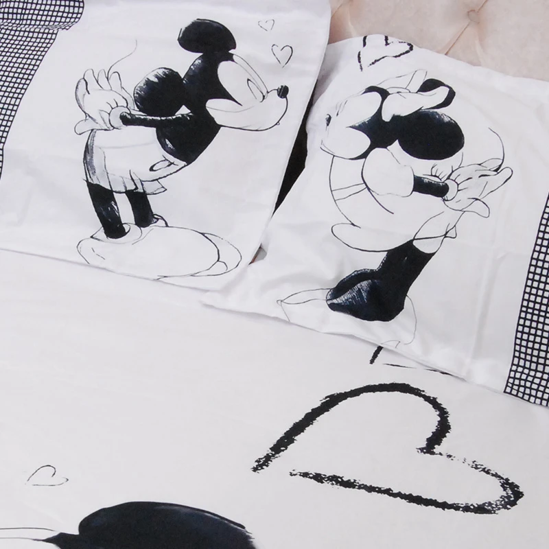 Disney Mickey Minnie Mouse Bedding Set - Black and White Cartoon Duvet Cover Set for Queen and King Size Beds - Perfect Bedclothes for Children and Adults image 5