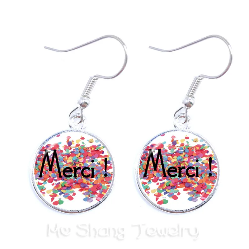 Teachers Gifts Handmade Glass Cabochon Super Maitresse Drop Earrings Merci Jewlery For Women Girls | Украшения и аксессуары