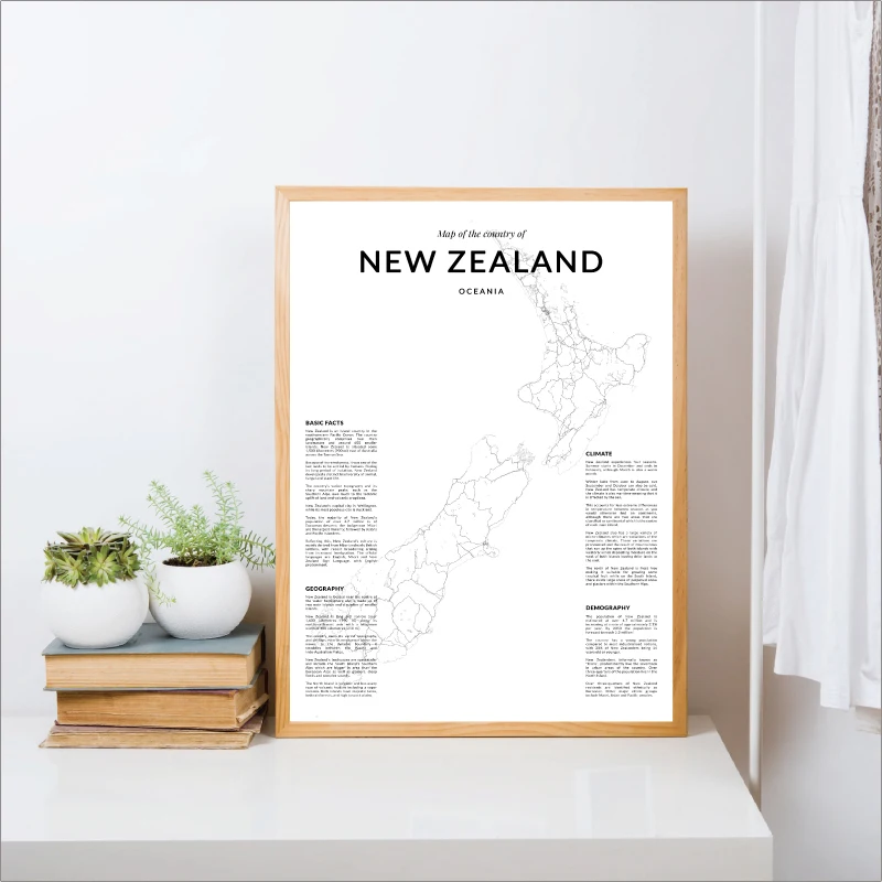 Карта Новой Зеландии художественный плакат и принты карта настенная живопись на
