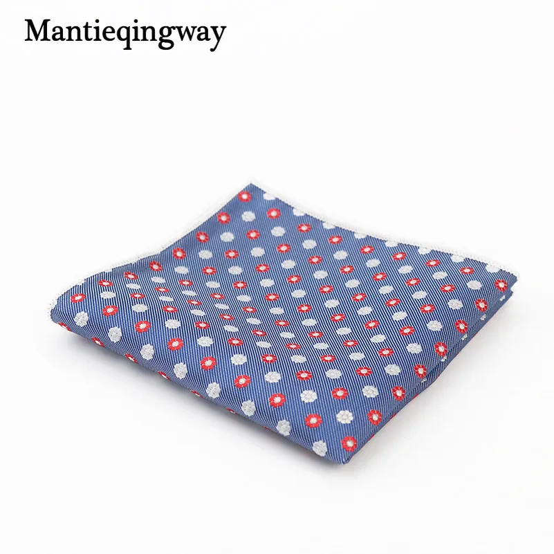 026 Mantieqingway Пейсли Цветочный Узор в горошек платок мужской деловой костюм полиэстер Карманный квадратный темно-синяя полоса красные носовые платки - Цвет: 026