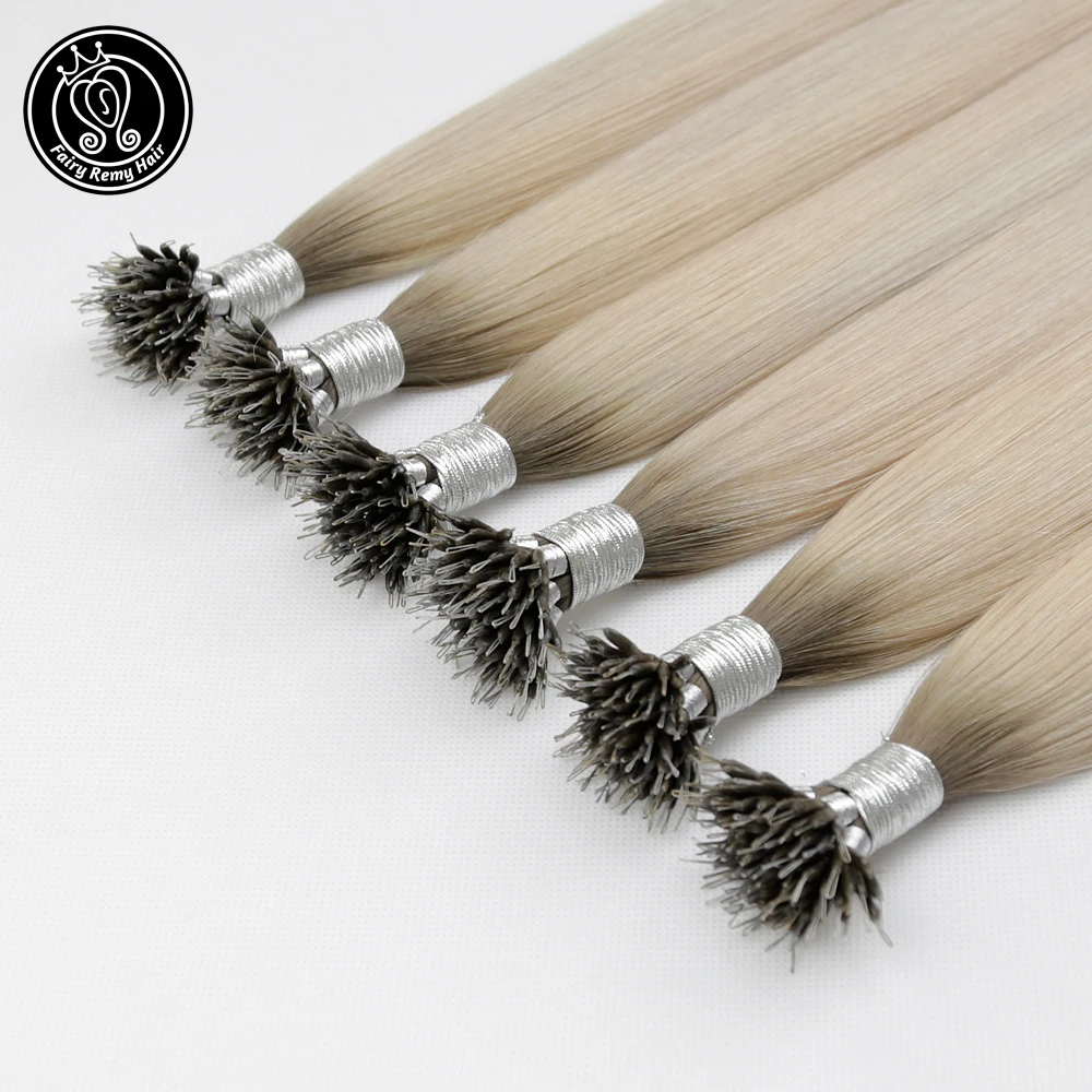 Сказочные волосы remy, предварительно скрепленные человеческие волосы для наращивания, Цвет ледяной блонд, 16 дюймов, 0,8 г/локон, микро бусы, настоящие человеческие волосы Remy
