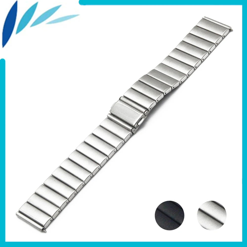 

Stainless Steel Watch Band 22mm 24mm for Armani Folding Clasp Strap Loop Wrist Belt Bracelet Black Silver + Spring Bar + Tool