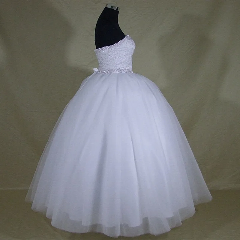 QQ любовник Роскошные бальное платье свадебное Милая Кружево жемчуг блесток пол