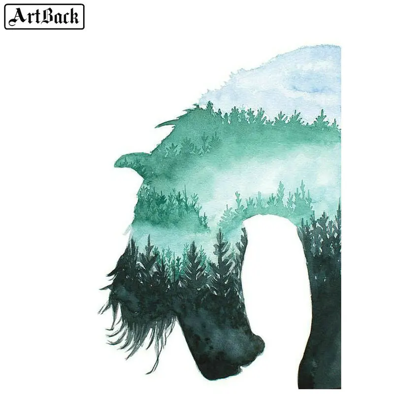

5d diamond painting horse head forest landscape painting full square drill diamond embroidery 3d mosaic crafts sticker gift