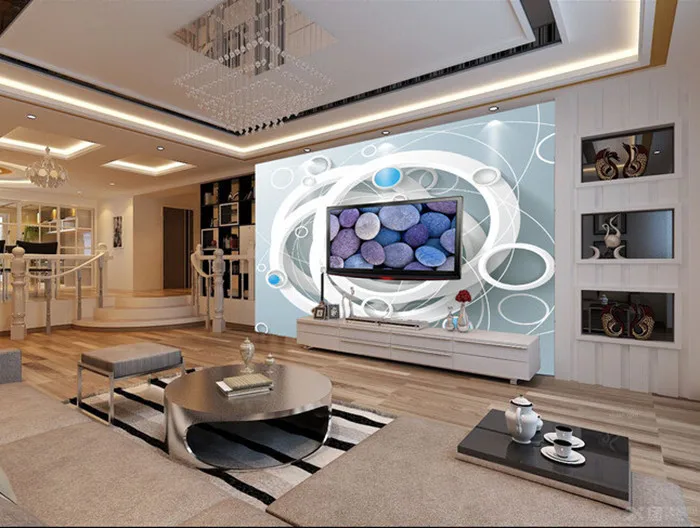 Новейшие 3D фрески индивидуальные простые Настенные обои с 3 d кольцами для