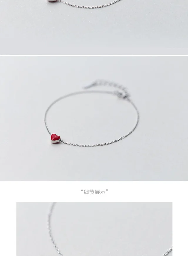 Trusta 925 пробы серебряные Модные женские ювелирные изделия Красное Сердце 6 мм X 6 мм браслет 15,5 см для подарка девушки леди Прямая DS309