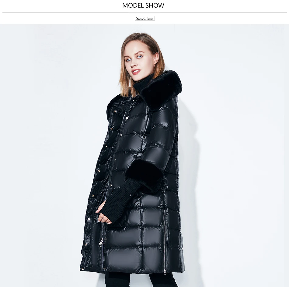 Snowclassic зимняя шляпа настоящие волосы воротник хлопок куртка пуховик мода теплая куртка XL манжеты съемный европейский стиль моды