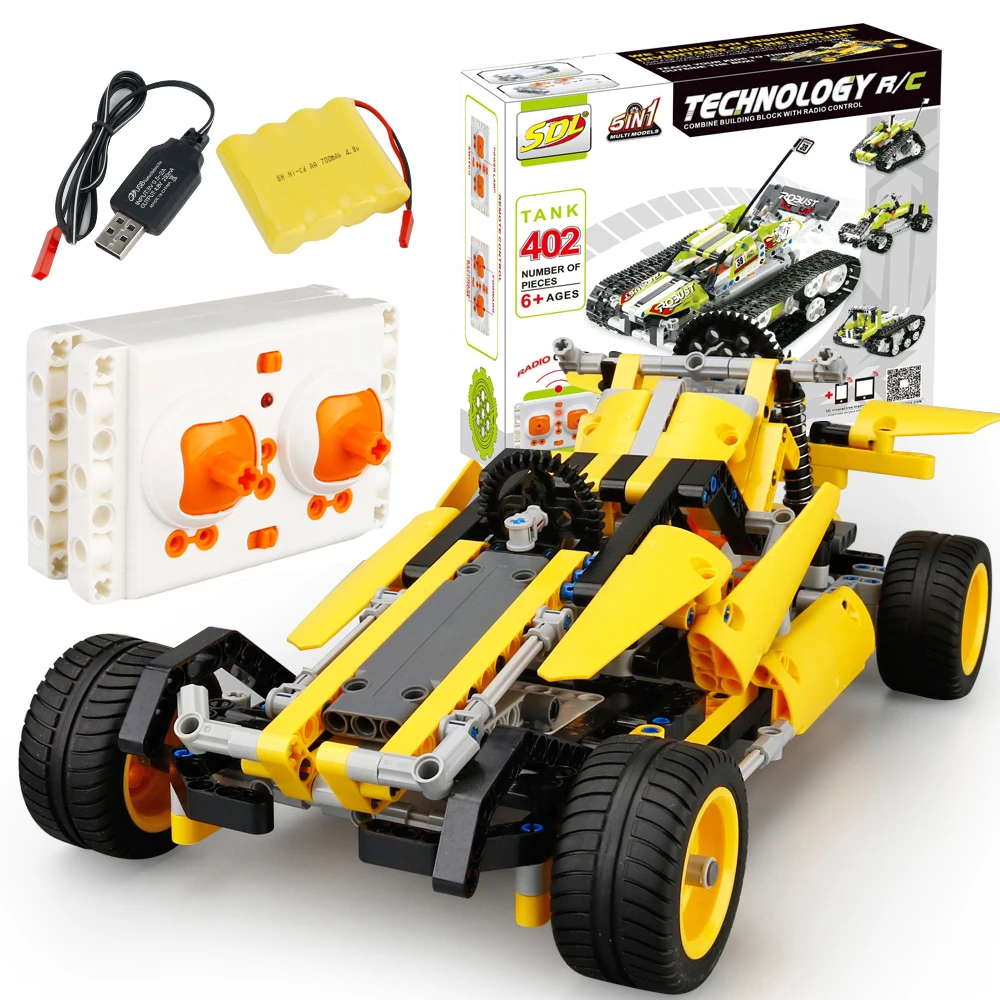 DIY RC автомобиль строительный блок высокая скорость внедорожный деформация дети