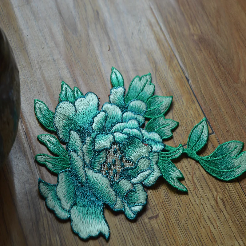1 шт. голубые и зеленые смешанные цветочные нашивки свадебная вышивка кружевная