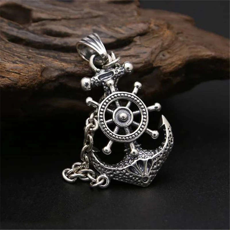 

Solid Pure 925 Sterling Silver Cool Anchor Pendant For Necklace Mens Silver 925 Jewelry Accessory Large Thai Silver Sailor Charm