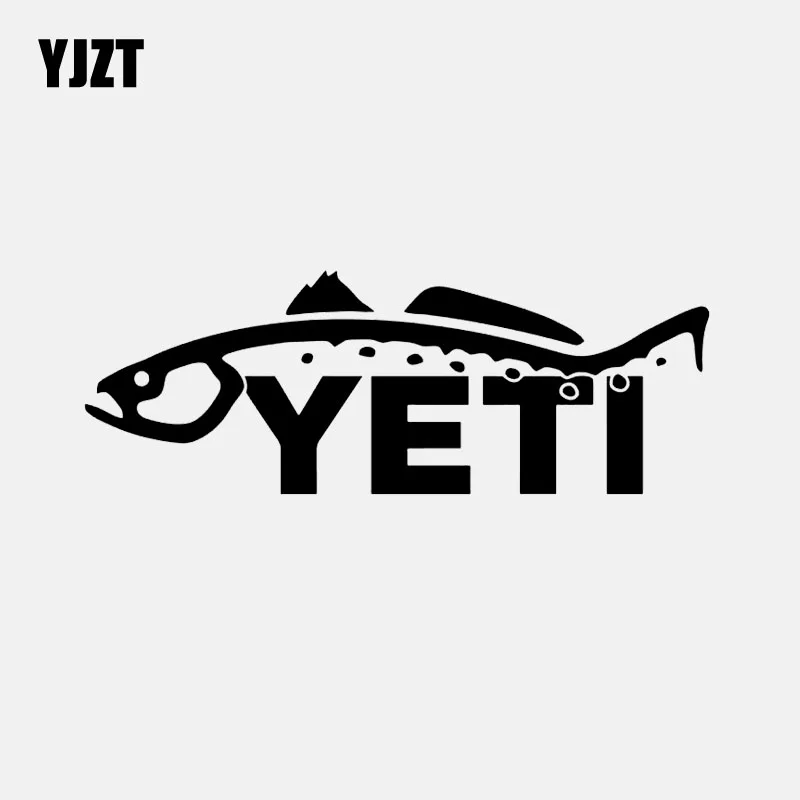 

YJZT 15.5CM*5.6CM Yeti Logo Fish Vinyl Decal Car Sticker Car Window Fishing Decal Black/Silver C24-0527