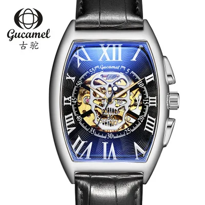 Luxury Ghost Head Skeleton Men Watch Fashion Tonneau Mechanical Watches Dress Business Wristwatch Male Clock Montre Homme | Наручные часы