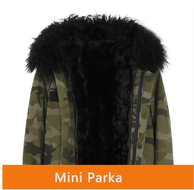 Новинка, модная женская мини-куртка из шерсти ягнёнка с меховой подкладкой, парки, пальто с капюшоном из монгольского овечьего меха, теплая верхняя одежда, зимние толстые парки - Цвет: C15