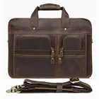 Винтажный Мужской портфель из натуральной коровьей кожи, сумка для ноутбука 17 дюймов, деловая Дорожная сумка из воловьей кожи, многофункциональная большая сумка через плечо