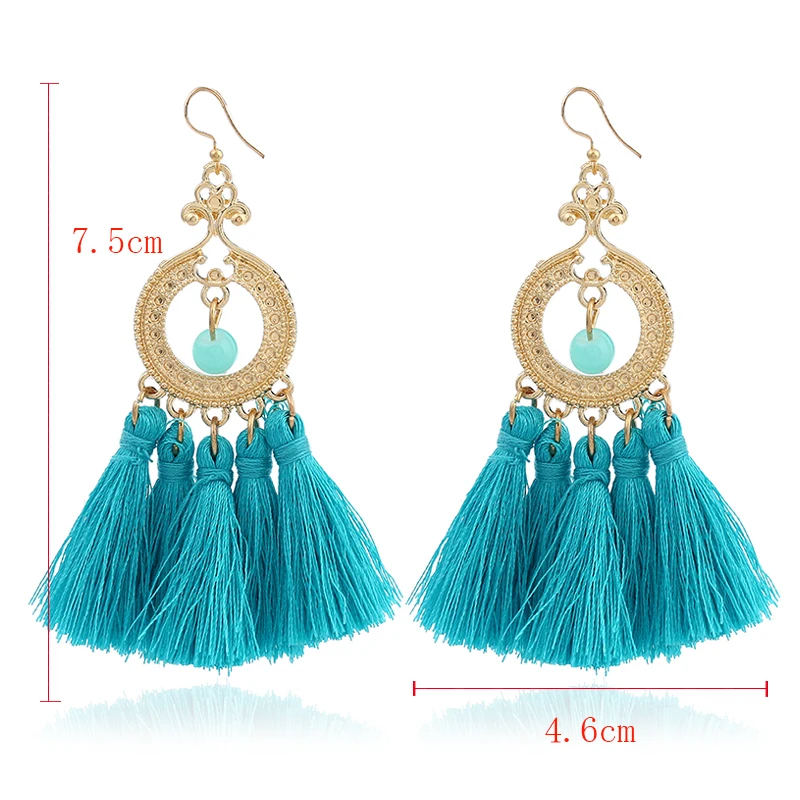 YAAYOO 5 цветов богемный Этническая кисточкой из бисера серьги капли себе болтаются