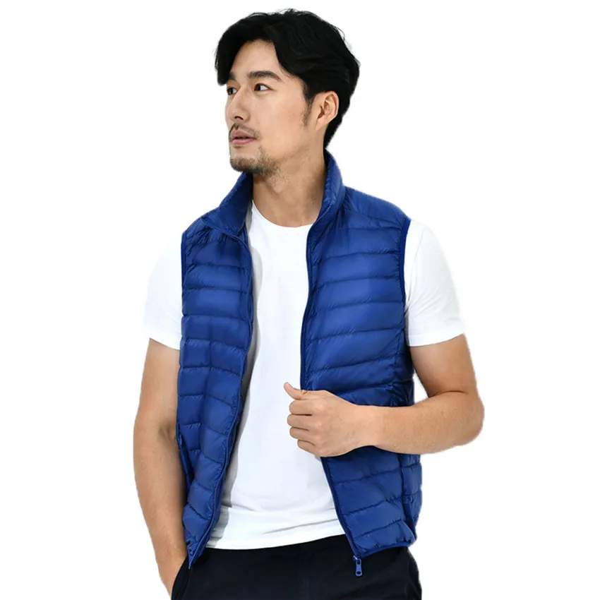 

Slim Sleeveless Vest Coats Mens Solid Down Vest Zipper Warm Windproof Outwear Winter Waistcoat Coats #1813 A#487