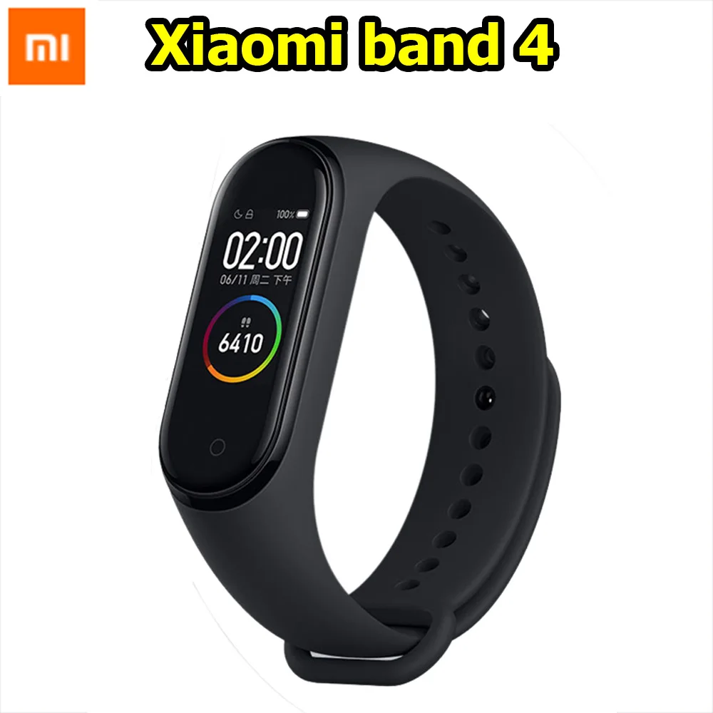 Black Xiaomi mi Band 4 mi band 4 Bluetooth 5,0 Браслет фитнес-браслет AMOLED цветной сенсорный экран Музыка AI пульс - Цвет: Black
