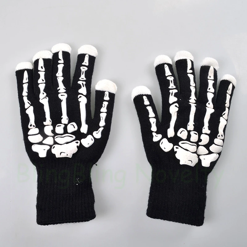 Мигающие перчатки на Хэллоуин многоцветные светодиодные со скелетом 2019|gloves