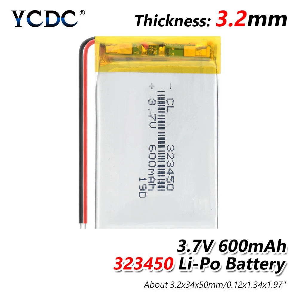 1/2/4 шт 3,7 V 323450 600mAh литий-ионный полимерный Дополнительный внешний аккумулятор, Батарея Замена ячеек для DVR игрушка GPS MP3 MP4 BT Динамик будильник