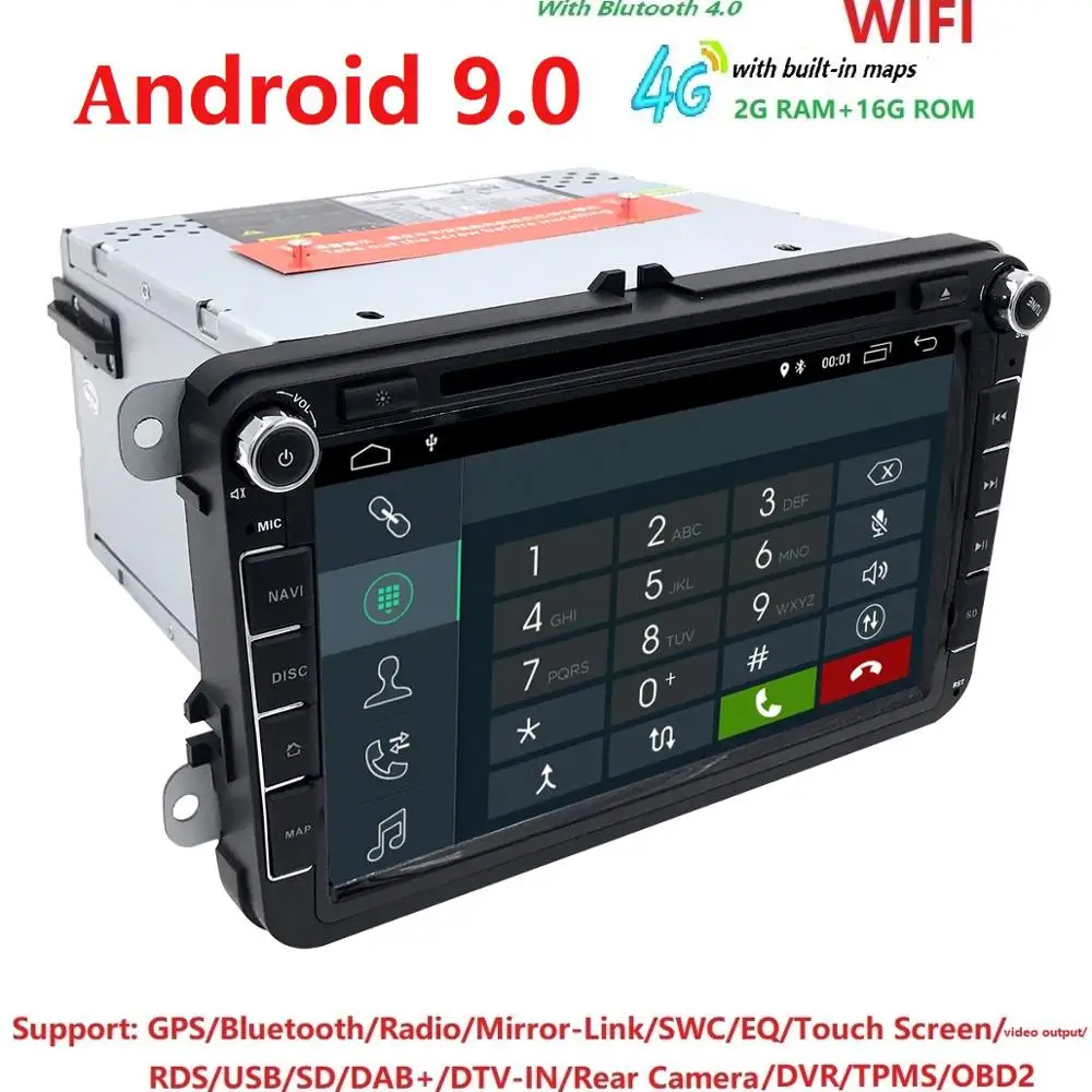 Android 9 8 ''Автомобильный мультимедийный плеер 2Din CarDVD gps для VW/Volkswagen/Golf/Polo/Tiguan/Passat/b7/b6/SEAT/leon/Skoda/Octavia радио