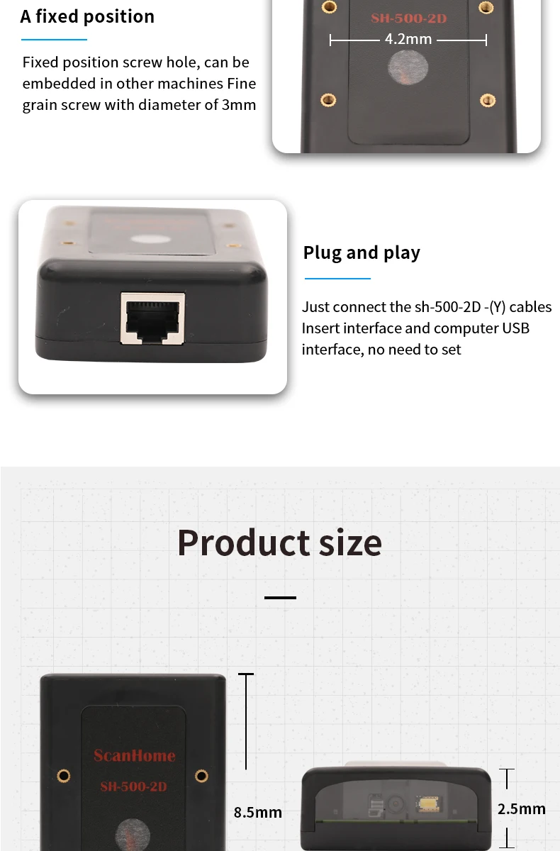 Сканер модуль 1D 2D QR PDF417 матрица данных код сканер штрих-кода USB RS232 модуль SH-500-2D(Y