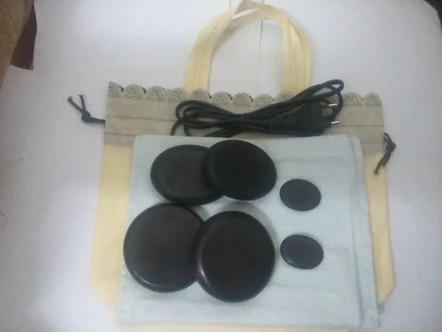 bag and 6 stones Энергетическая акупунктурная Магнитная терапия, каменный массажный нагреватель, электрический нагревательный мешок для горячей энергии вулканическая лава камень спа массаж - Цвет: bag and 6 stones